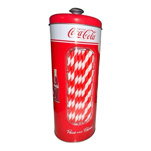 Coca-Cola Red and White Straw Holder - 9” Tall - Picture 1 of 7